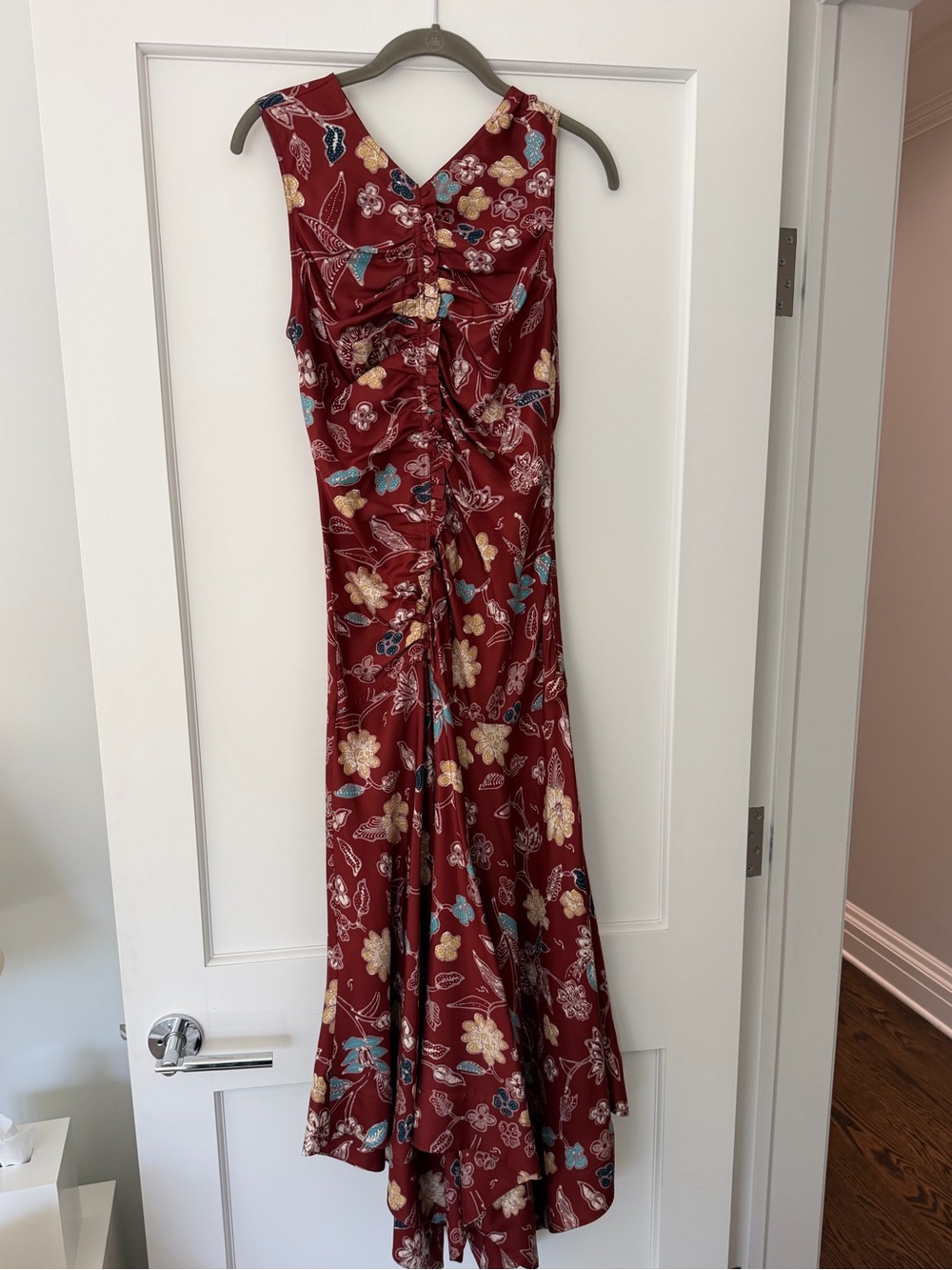 Ulla Johnson Silk Floral V-Neck Evening Gown- Size 4 - Picture 6 of 9